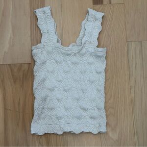 Cream floral stretch tank top Sz M #floral